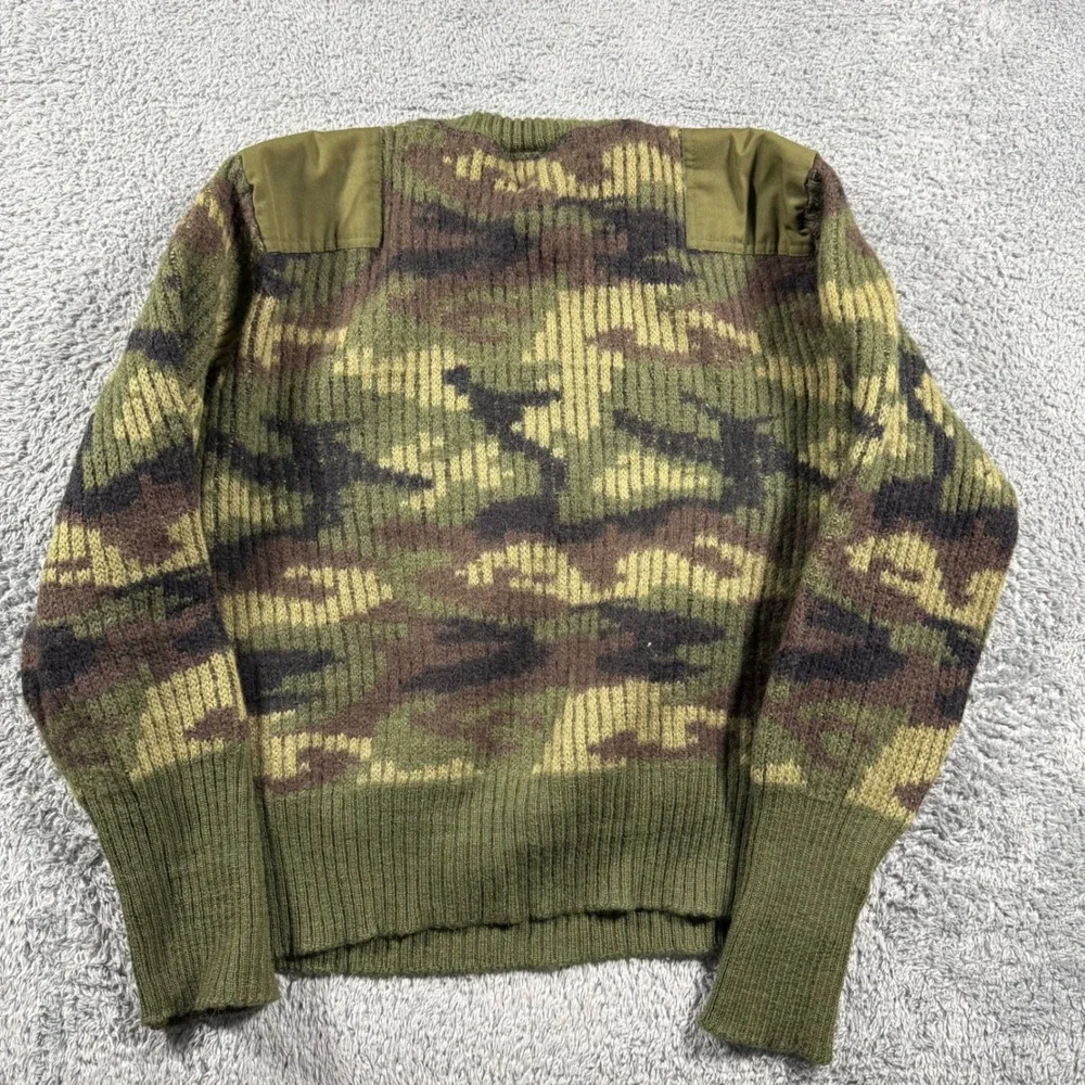 VTG LL Bean Commando Sweater Mens XLG Green Camo Wool Military Made in England - Picture 4 of 7